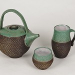carved teapot, carved mug, carved teabowl